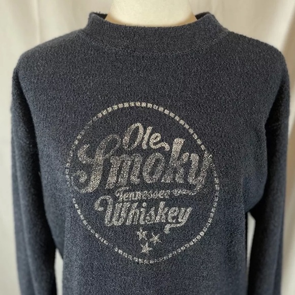 Ole Smoky Whiskey Long Sleeve Crewneck Nub Relaxed Fit Sweatshirt Navy Women’s S - Picture 3 of 14